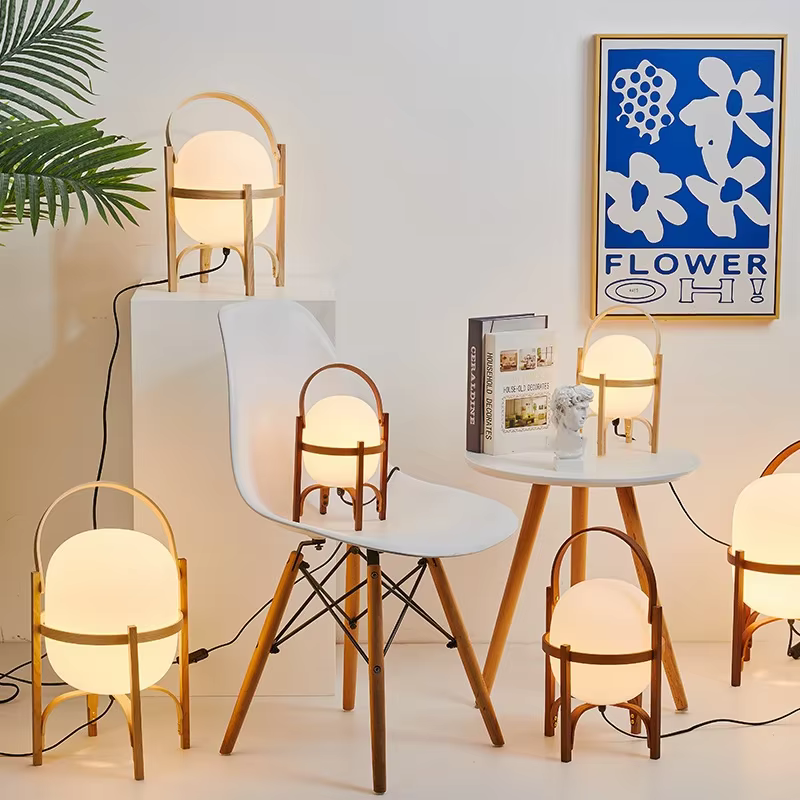 Lampe sur pied en bois E27, éclairage de table moderne et simple pour salon, bureau, chambre à coucher, lampe de table en bois portable, décoration de chambre