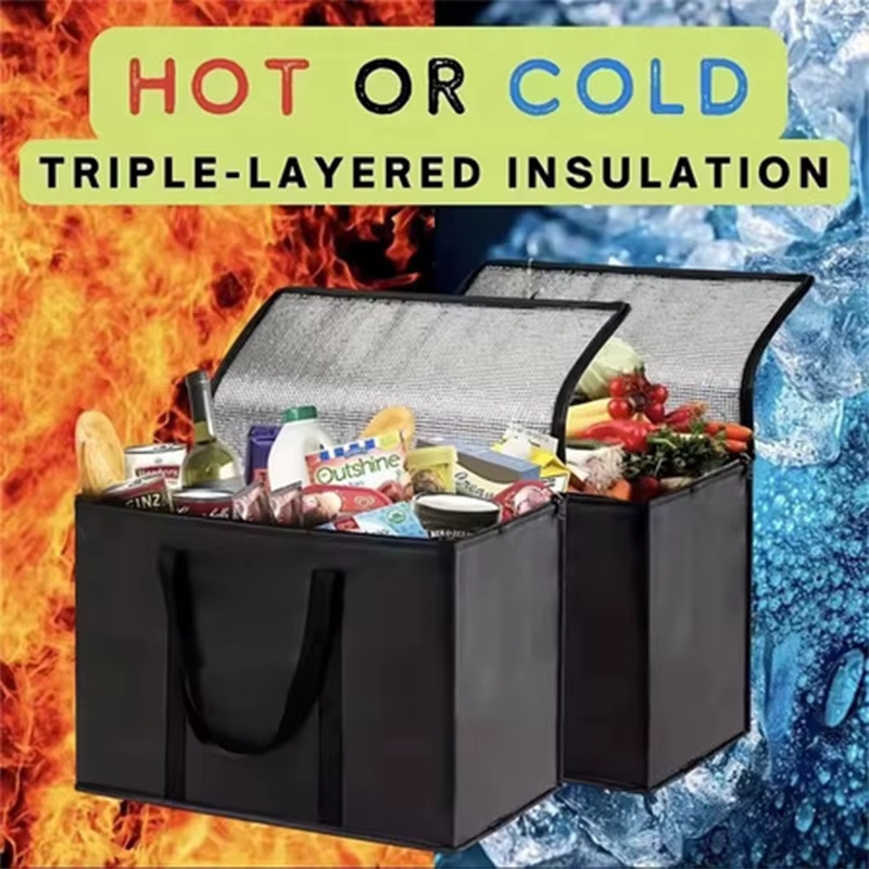 【Grand sac isotherme pour livraison, sac isotherme en aluminium pour aliments, sac pliable et portable pour la restauration et les courses】