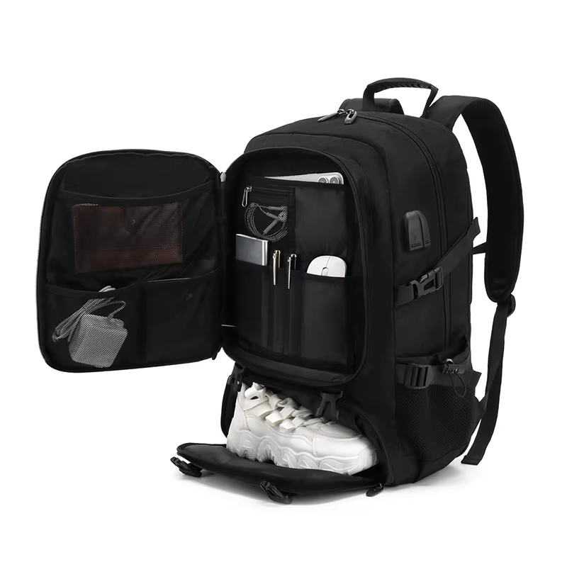 50L 80L grand sac à dos de voyage hommes compartiment à chaussures séparé sac d'affaires Sports de plein air étanche homme noir sacs à dos de rangement