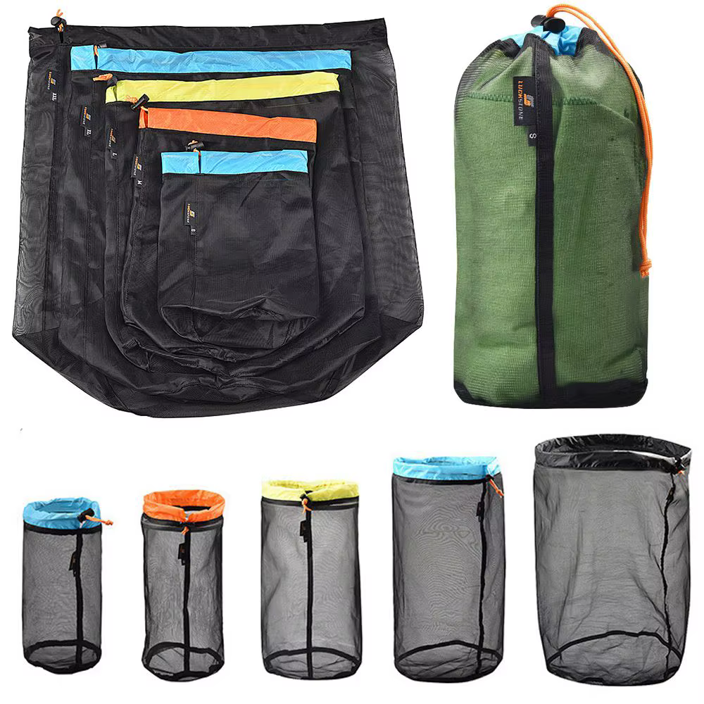 Extérieur S ~ XXL escalade finition Camping voyage organisateur sacs à cordon sac de rangement en maille sac
