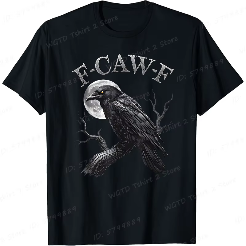 Corbeau noir, F-Caw-F drôle oiseau noir lune gothique adulte Humor T-Shirt drôle graphique t-shirts femmes hommes à manches courtes haut