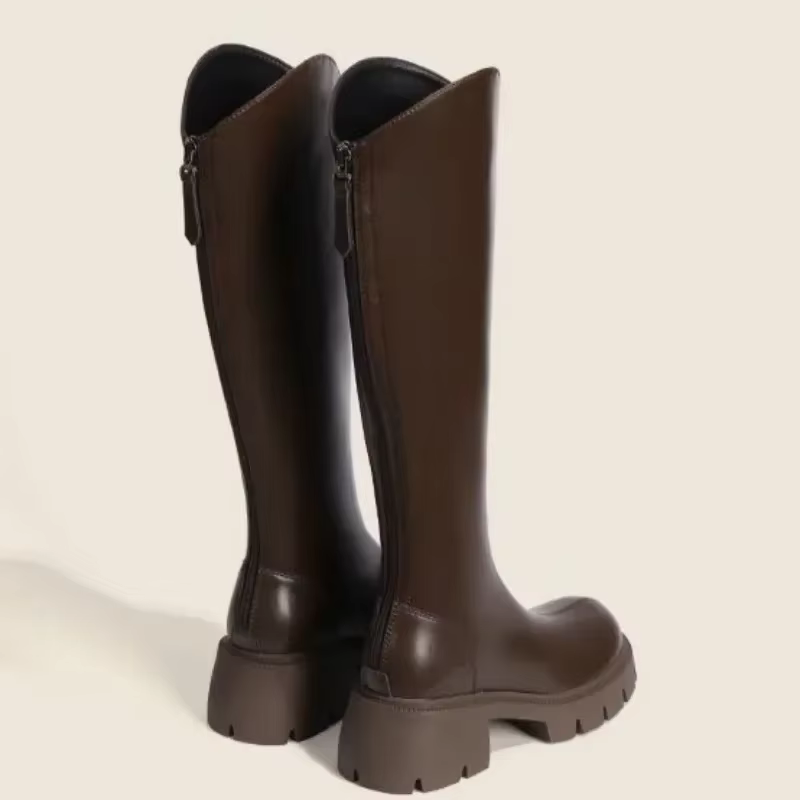 Hiver 2025 automne plate-forme bottes longues pour femmes imperméable grande taille chaud qualité Pu tendance nouveau genou haute arbre chaussures femme