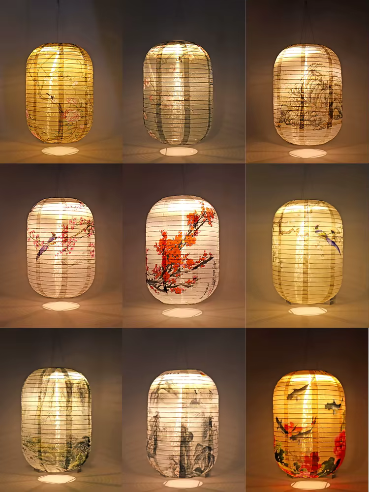 Lanterne solaire LED étanche de 25cm, lampe suspendue de Style chinois et japonais, luminaire décoratif d'extérieur, idéal pour un jardin, une fête, un mariage ou des vacances