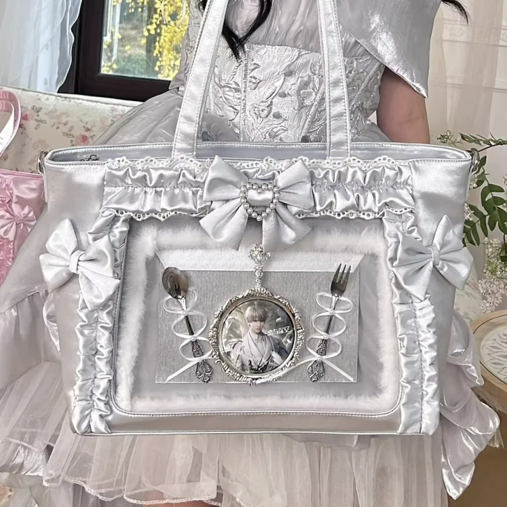 Nouveau sac à bandoulière Ulzzang Ita Bag pour fille, style doux et cool, avec nœud en dentelle et ruban, pour uniforme JK, sac fourre-tout portable Y2K pour exposition de bandes dessinées