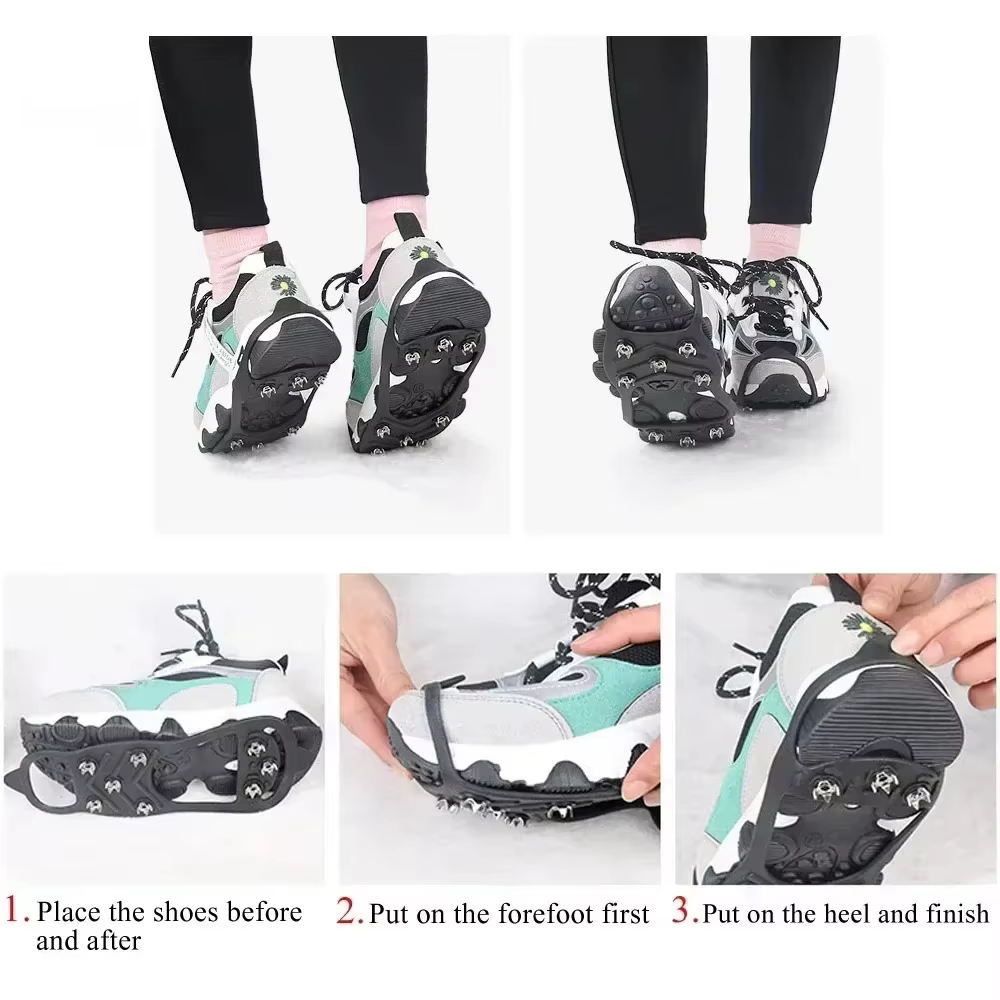 8 dents pince à glace Spike pour chaussures hiver extérieur anti-dérapant randonnée escalade