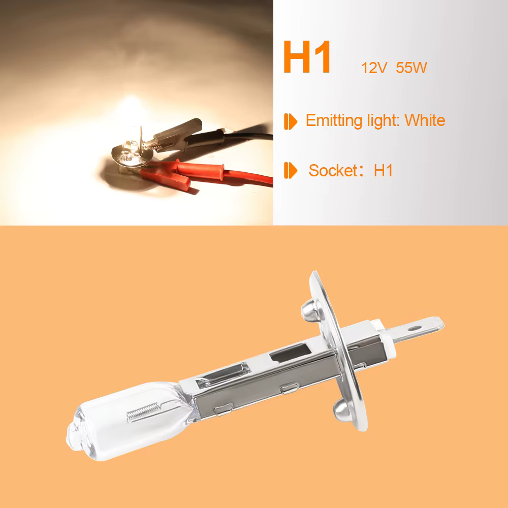 10 ampoules halogènes H1 jaunes 12V 55W 4500K en verre transparent pour phares de voiture