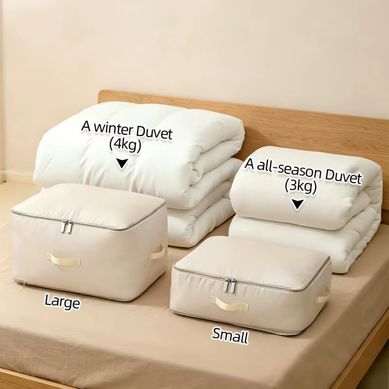 Grand sac de rangement auto-compressible pour couettes