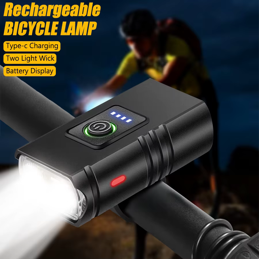 Kit d'éclairage puissant pour vélo avec affichage numérique de l'indicateur de batterie, phare avant et arrière, rechargeable par USB-C, lanterne étanche