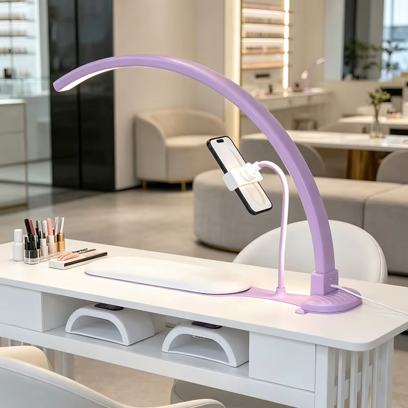 Lampe demi-lune 36W pour table de manucure, lampe à ongles avec interrupteur à bouton, salon de beauté, cils, manucure, lumière LED demi-lune à intensité réglable