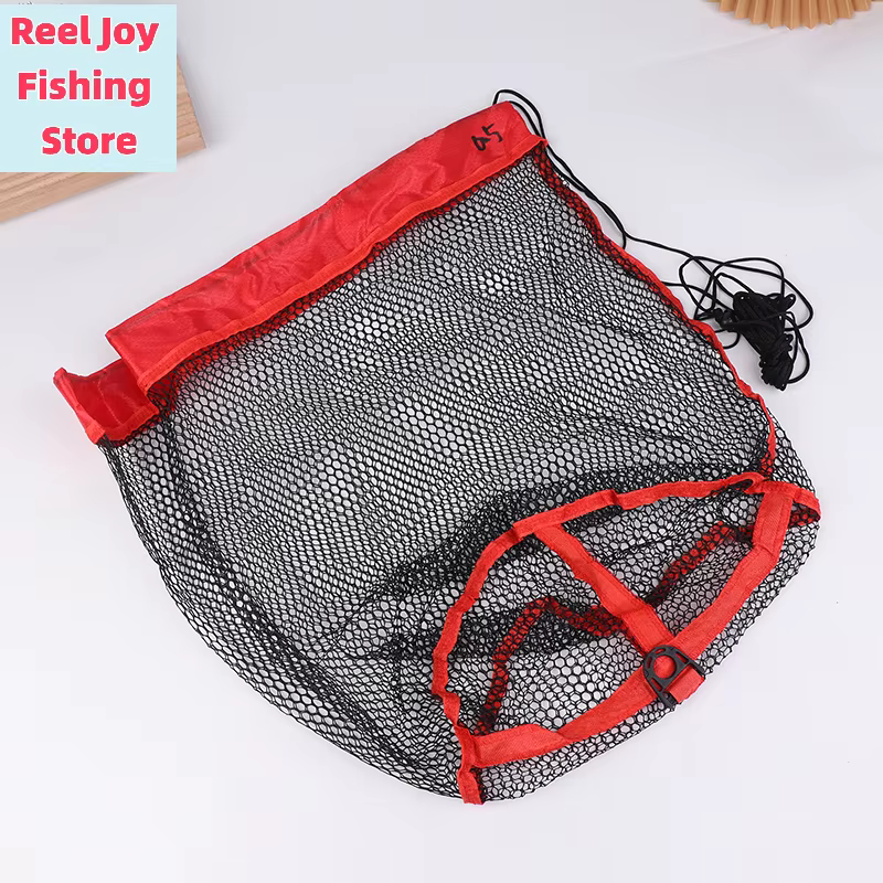 Sac de pêche pliable et portable avec cordon de serrage pour la capture et la collecte des poissons, en maille à petites mailles épaissie, équipement de pêche.