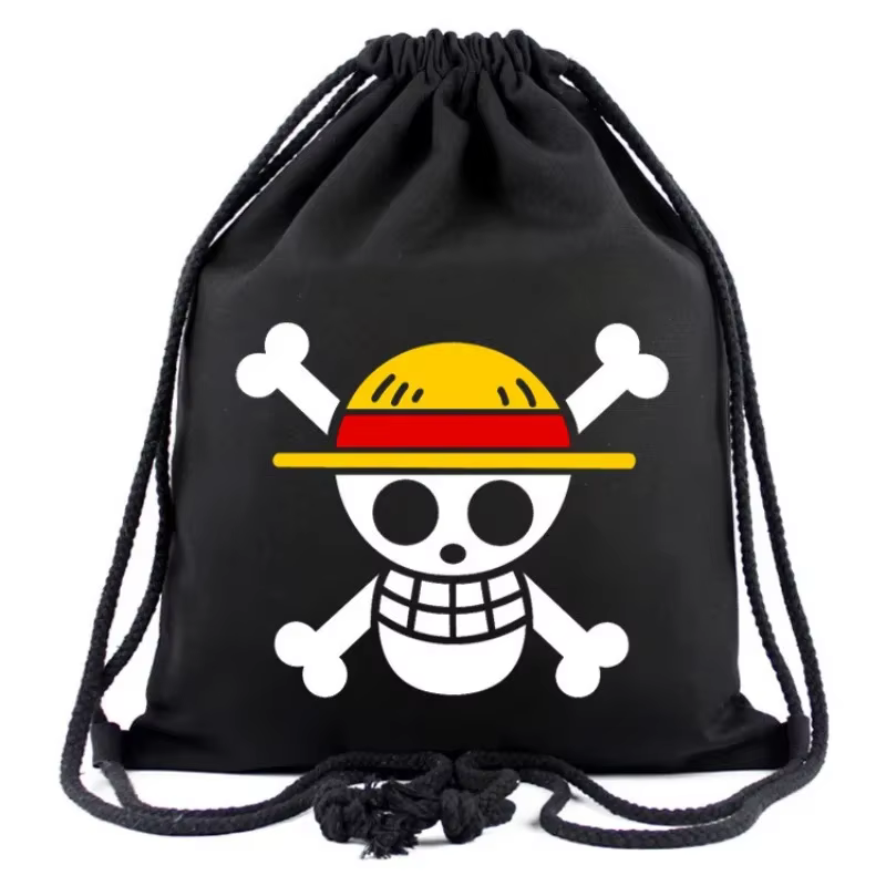 Nouvelle animation de sac à dos une pièce autour de la bouche le plus vendu autour du sac de rangement de sac à dos en tissu Oxford avec poche à cordon Luffy.