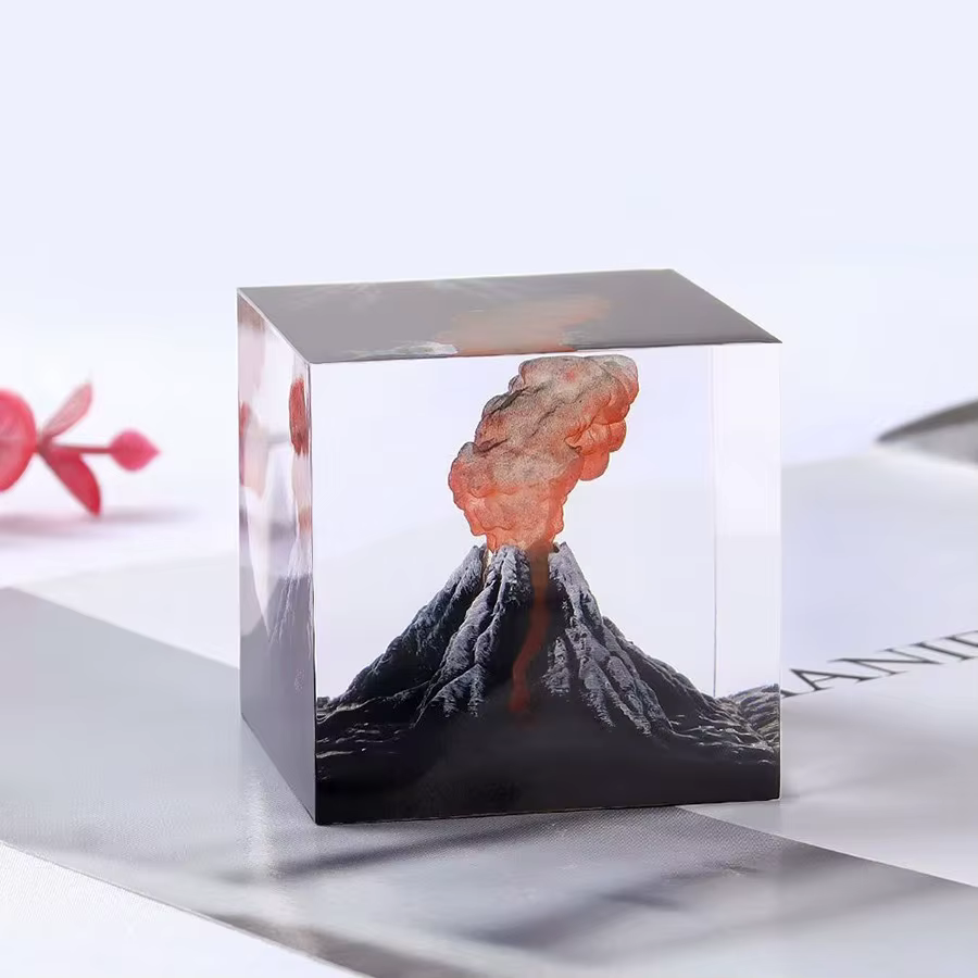 Lampe Volcan Rechargeable en Résine 3D