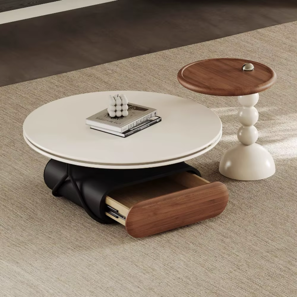 Table basse ronde De luxe coin design Cool Tables minimalistes livres Premium Mesas De Centro Para Sala meubles De maison