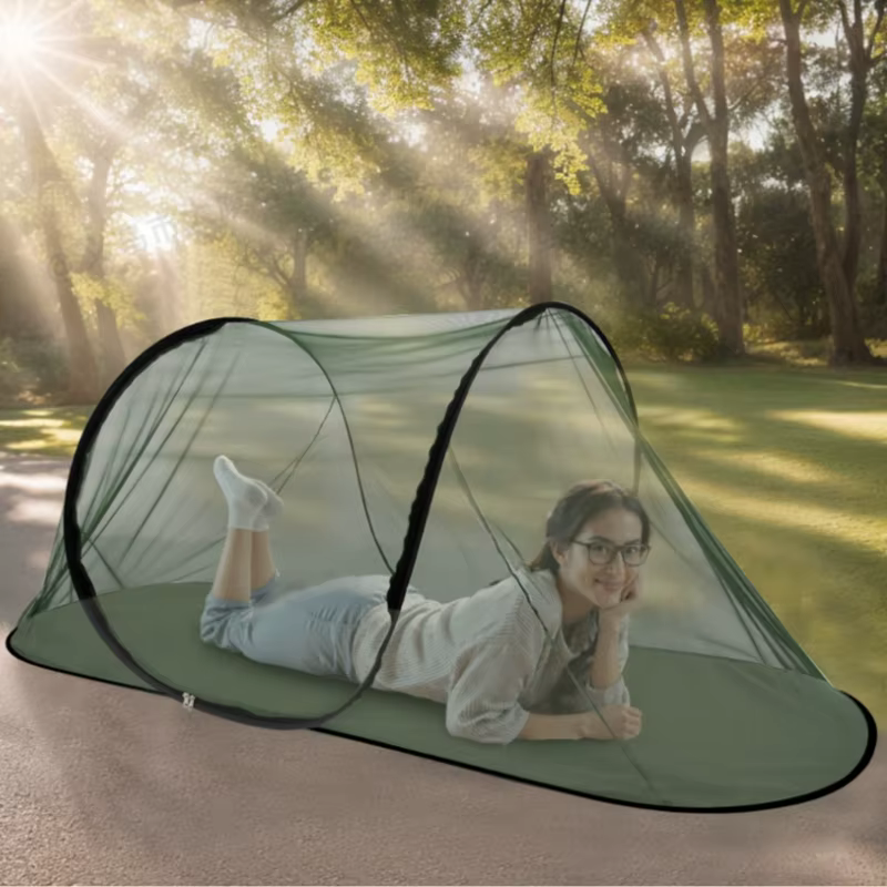 Tente de camping individuelle en forme de bateau avec moustiquaire respirante à lancer à la main