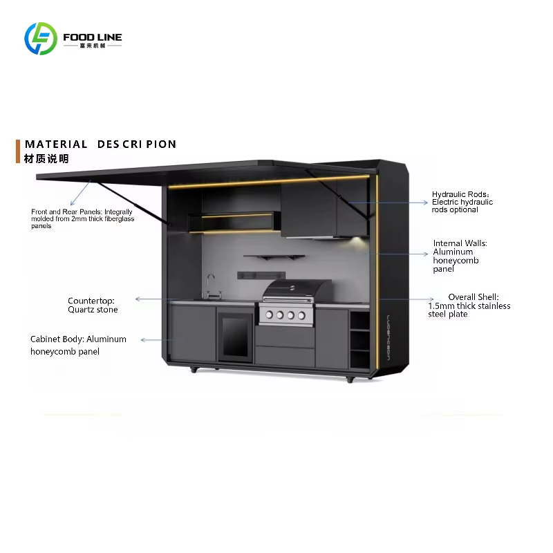 Cuisine de camping extérieure modulaire moderne personnalisée de qualité supérieure, installation facile avec évier et réfrigérateur pour le jardin
