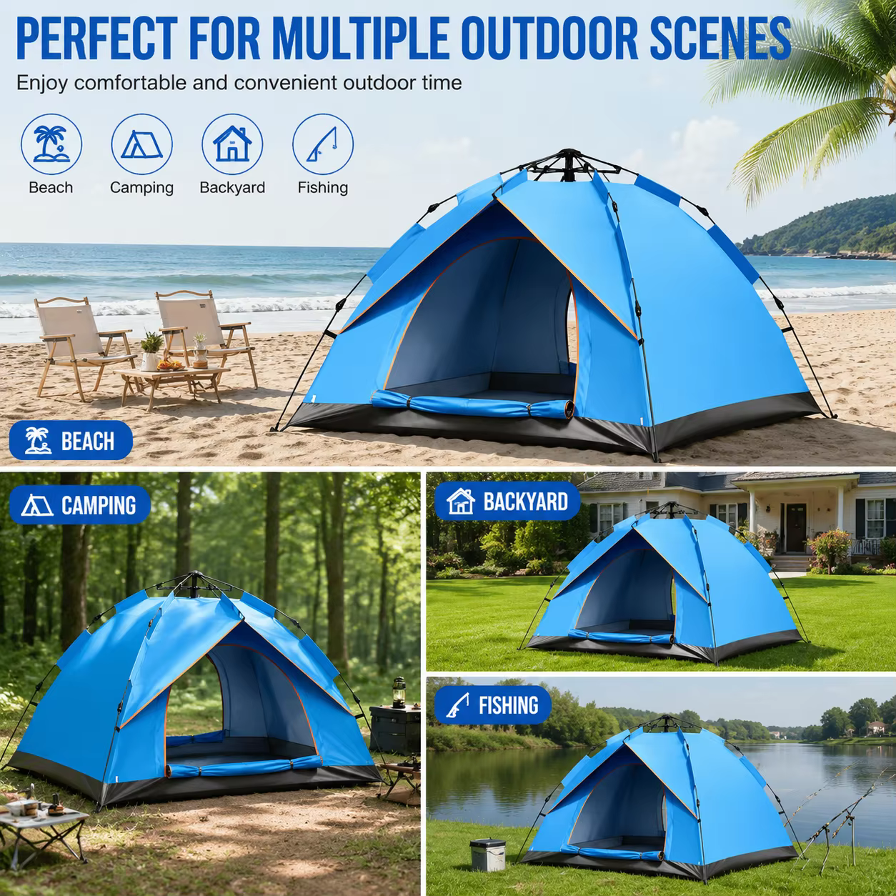 Tentes de camping en plein air, tentes instantanées pour voyages en voiture, tente d'urgence pour 2 personnes, tente familiale imperméable