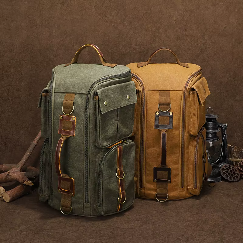Sac à dos en cuir vintage pour homme et femme, sac à dos en toile cirée, sac à dos de voyage à main, ordinateur portable 16 pouces