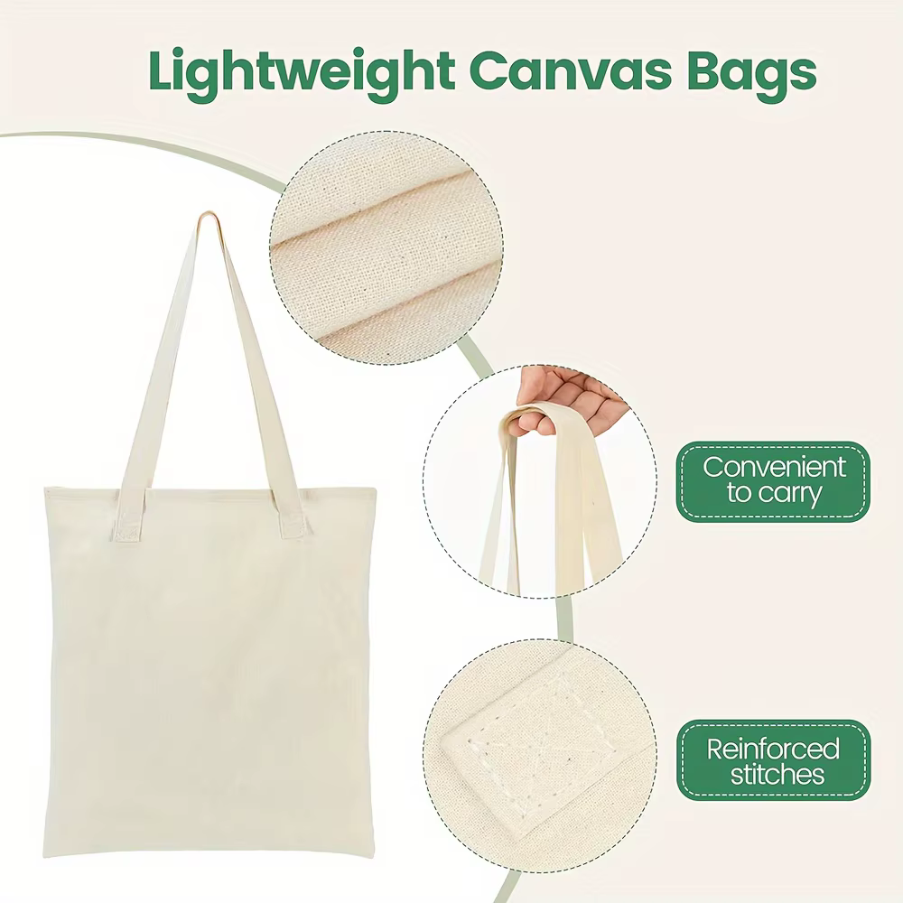 4 | 6 | 8 | Paquet de 12 sacs fourre-tout économiques en coton, sacs en tissu d'épicerie légers et moyens réutilisables, adaptés au bricolage et au publicité