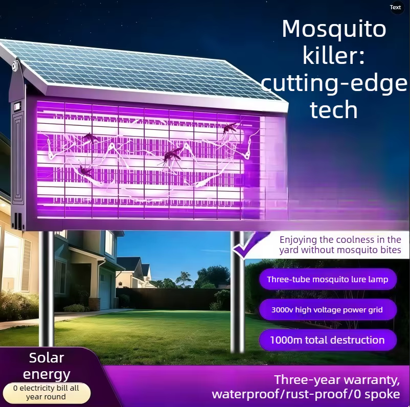 Lampe Solaire Anti-Moustiques Haute Puissance Professionnelle Extérieure Étanche Piège à Mouches pour Ferme Jardin Verger Patio