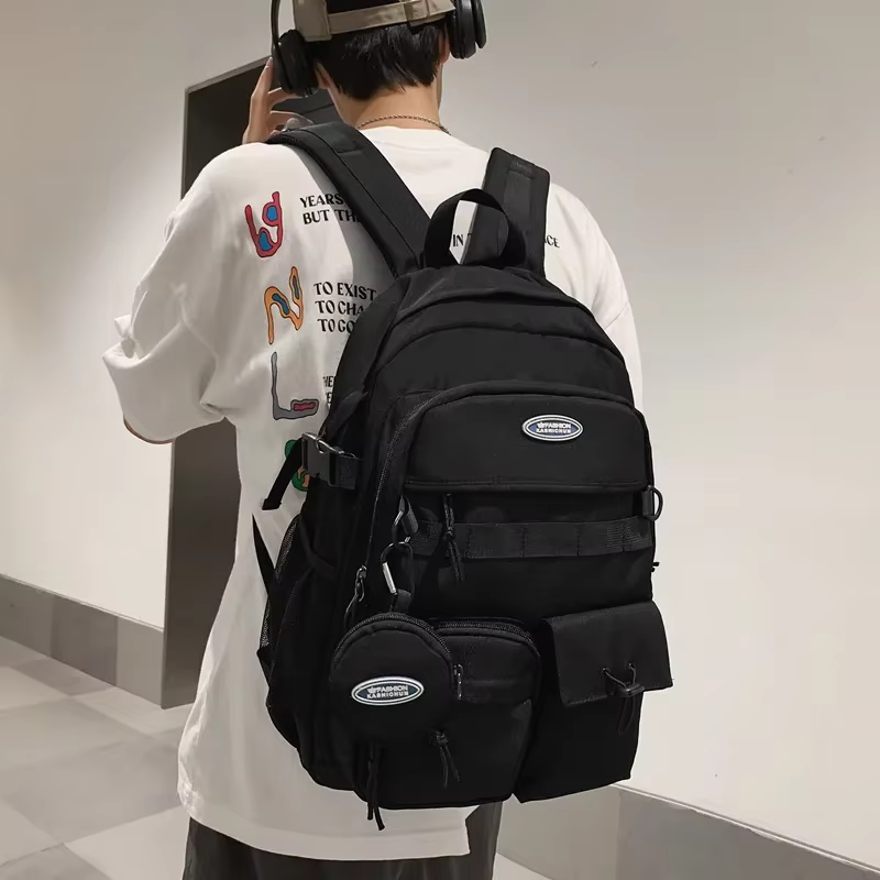 Sac à Dos Noir de Grande Capacité pour Homme et Femme