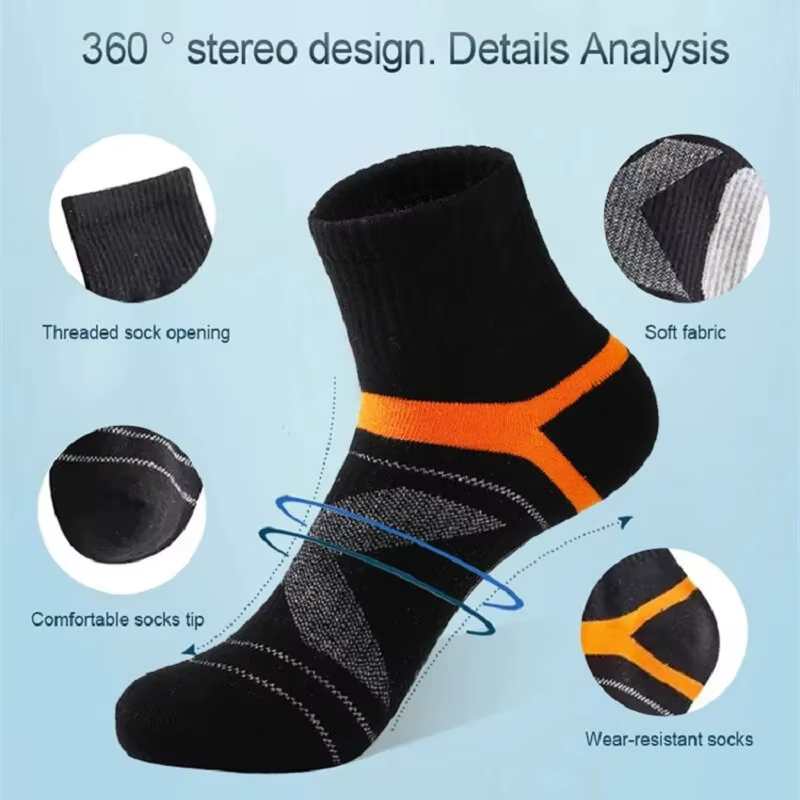 3 paires de chaussettes pour hommes randonnée noir sport basket-ball