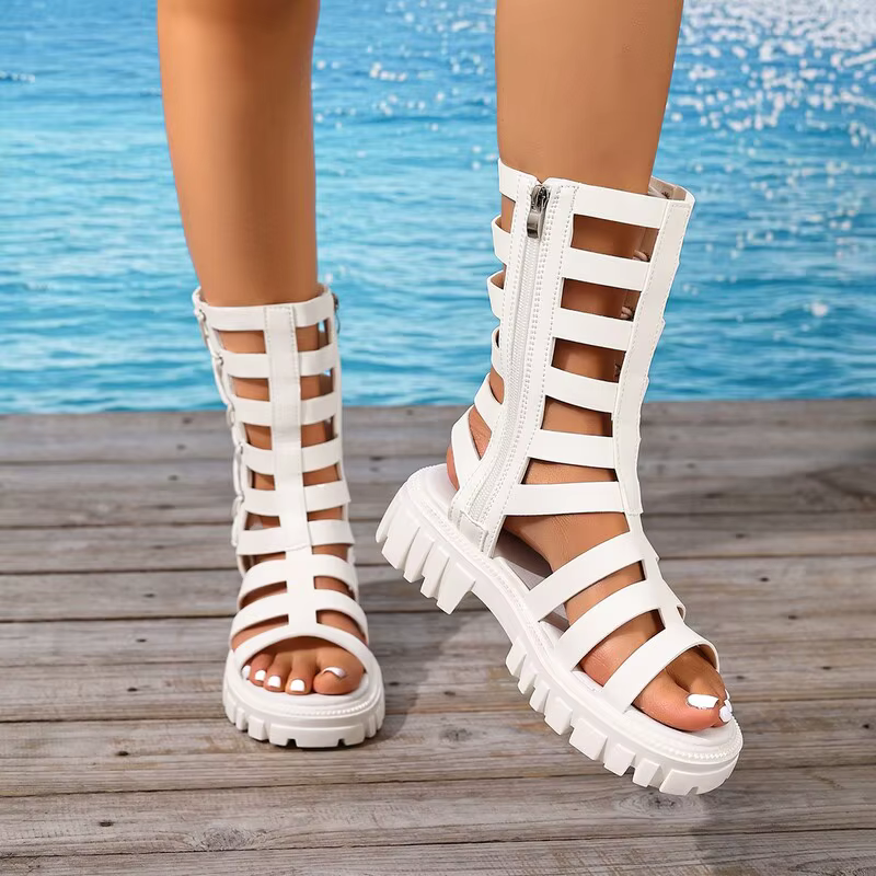 Sandales Gladiator pour femmes, chaussures de luxe à plateforme, confortables et décontractées, pour le voyage, les activités sportives en extérieur, bottines d'été ajourées