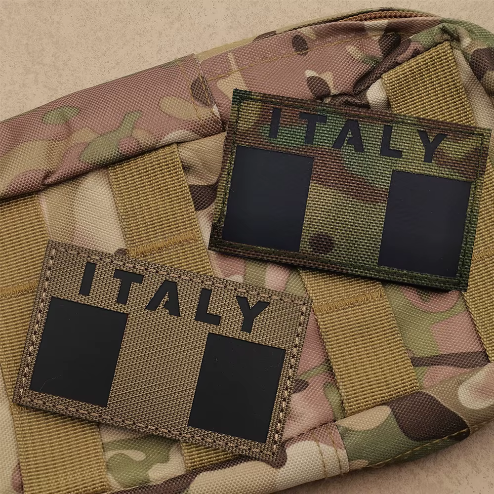 Patchs réfléchissants tactiques IR drapeau italien, autocollants appliqués brodés d'italie sur vêtements avec crochet et boucle