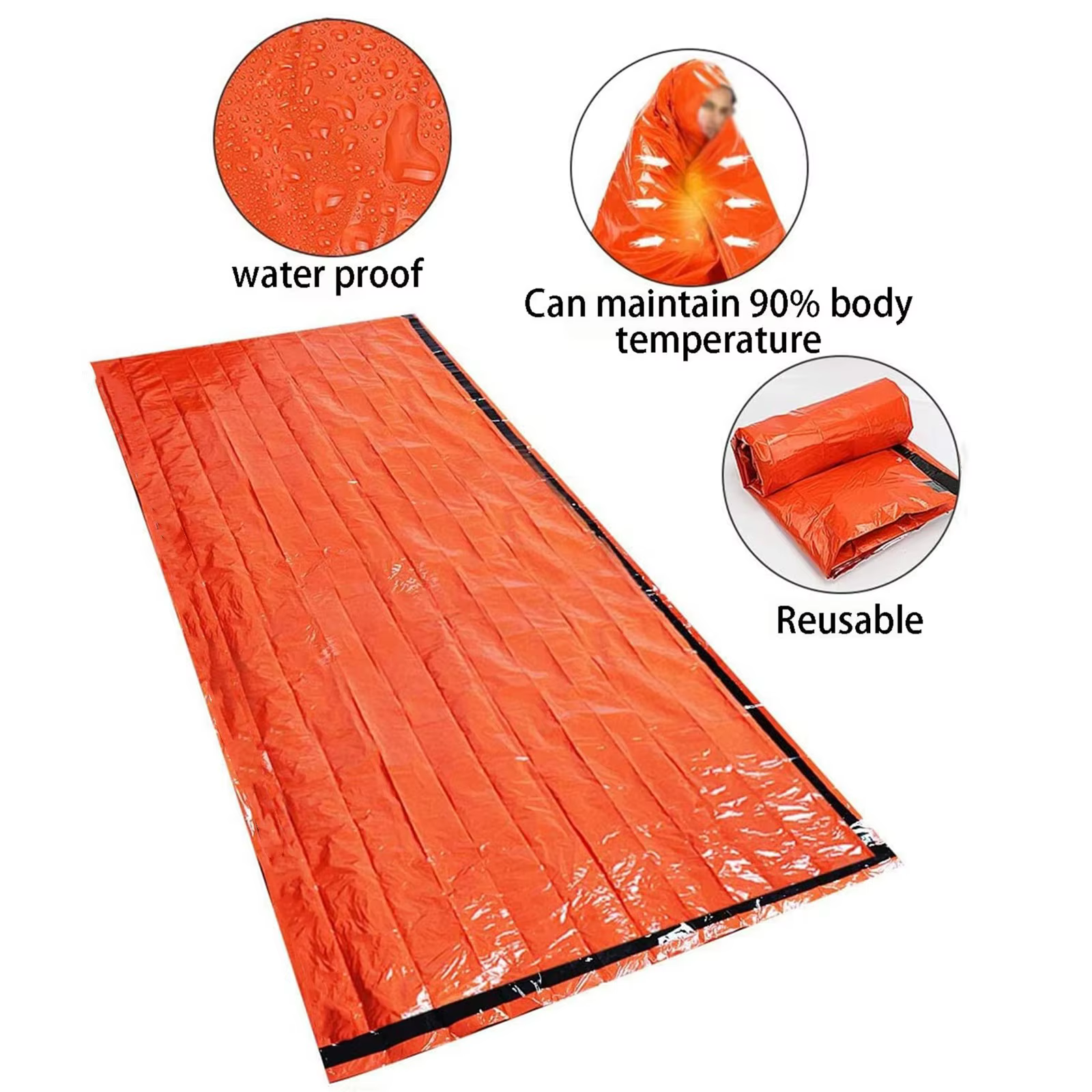 Sac de couchage de survie d'urgence Portable et étanche