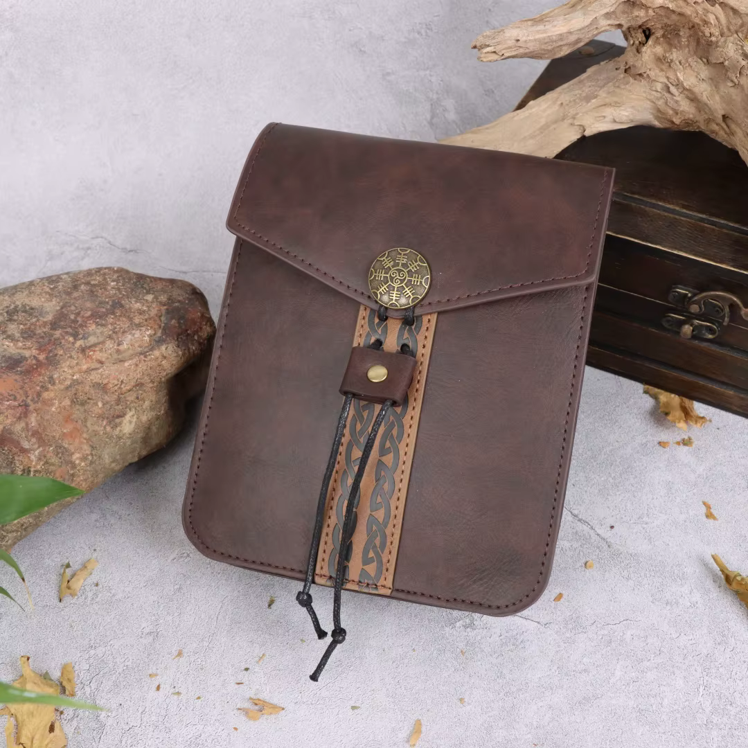 Sac de taille rétro en similicuir médiéval, suspendable, avec cordon de serrage, sac banane extérieur, accessoires de cosplay, porte-monnaie