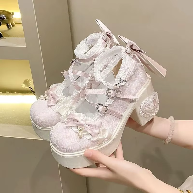 Chaussures Ele Lace Princ Mary Janes à bout rond pour femmes