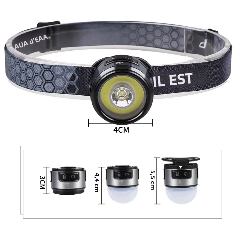 Lampe frontale multifonctionnelle XPG + COB avec crochet magnétique