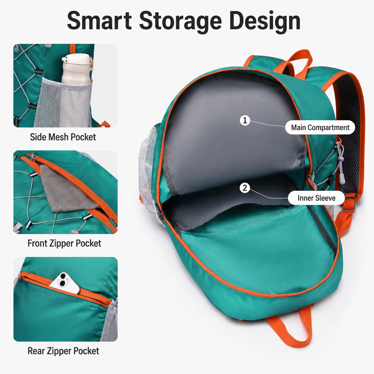 Sac à dos d'extérieur en tissu Oxford, ultraléger, multifonctionnel, décontracté, pliable, grande capacité 30L, pour hommes et femmes
