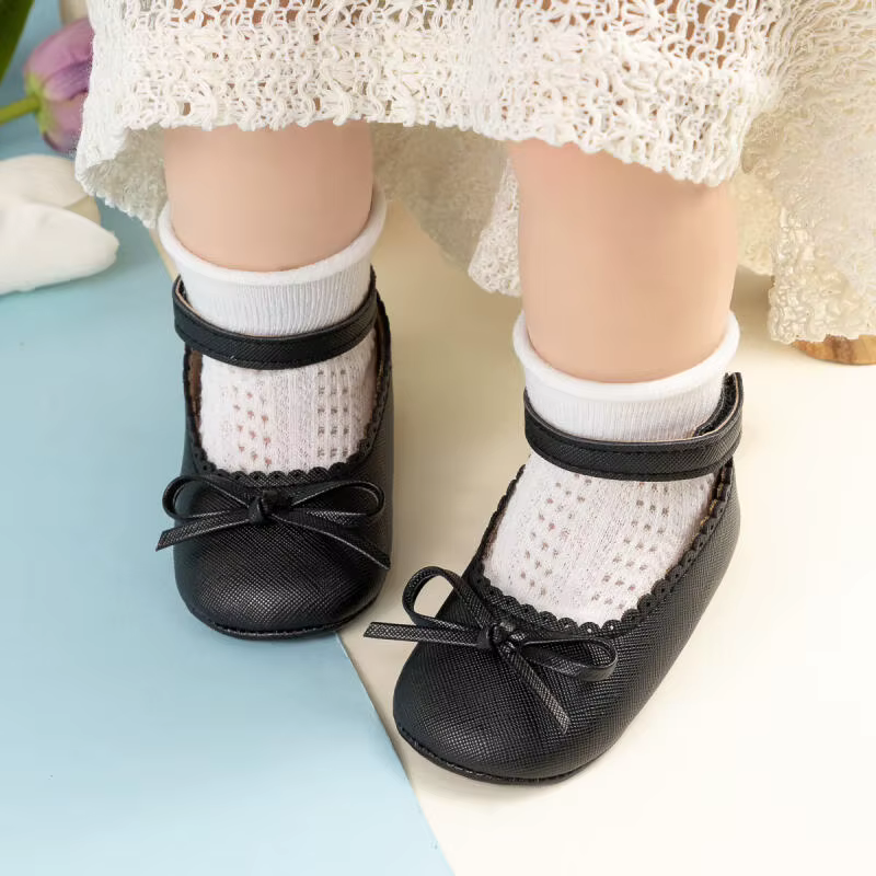 Chaussures de princesse en cuir à semelles souples pour bébés filles