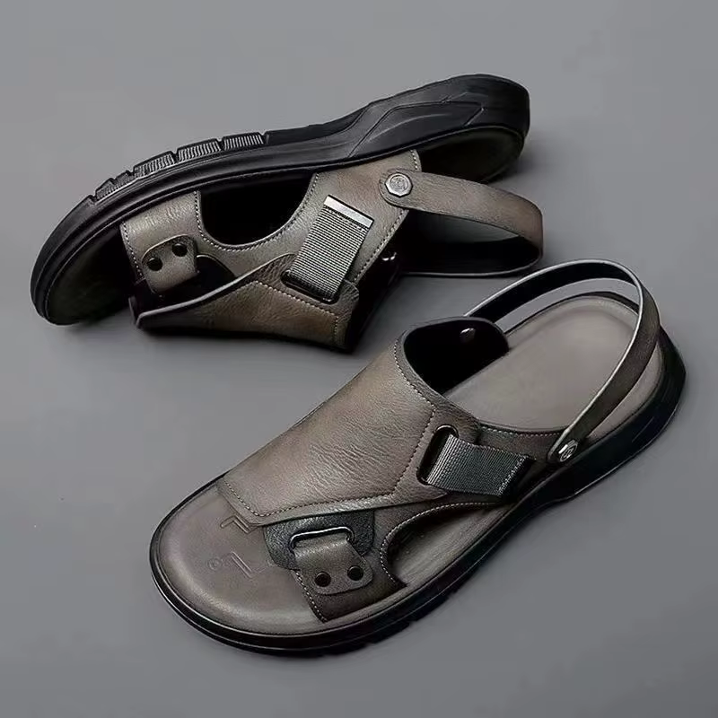 Pantoufles en cuir véritable pour hommes