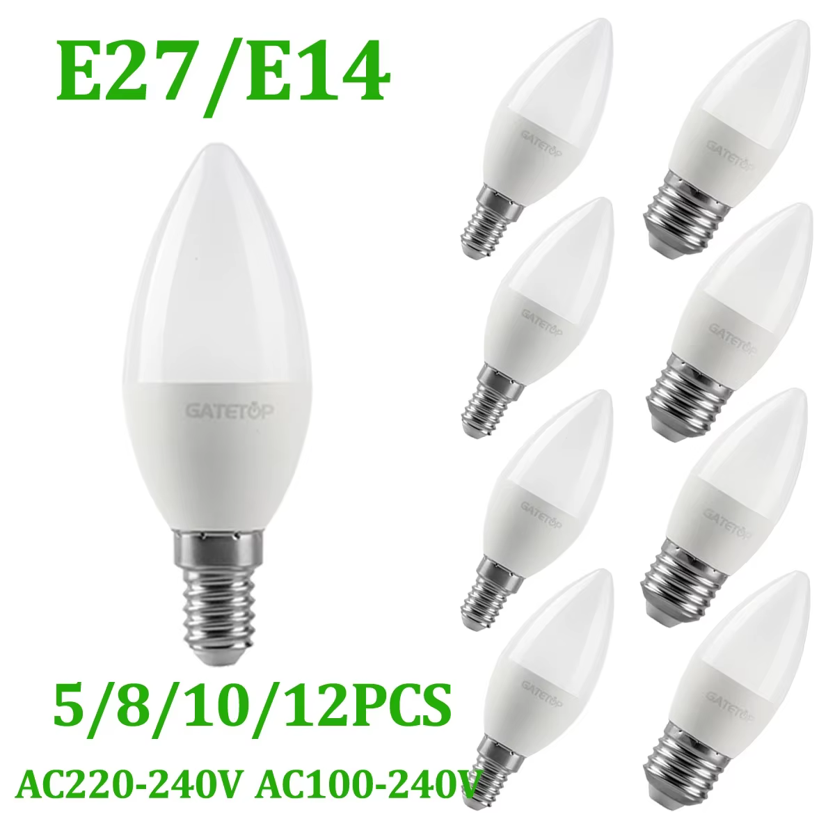 Ampoule Led E14 E27 220V 110V 3W 5W 6W 7W, éclairage chaud 3000K 6000K, lampe à bougie, lustre pour la décoration de la maison, 5 à 12 pièces