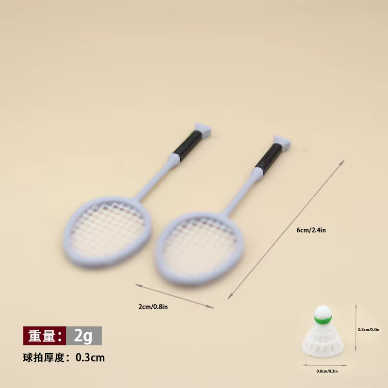 Maison de poupée Miniature, Mini Badminton de sport avec raquette, modèle pour accessoires de poupée, 3 pièces/ensemble