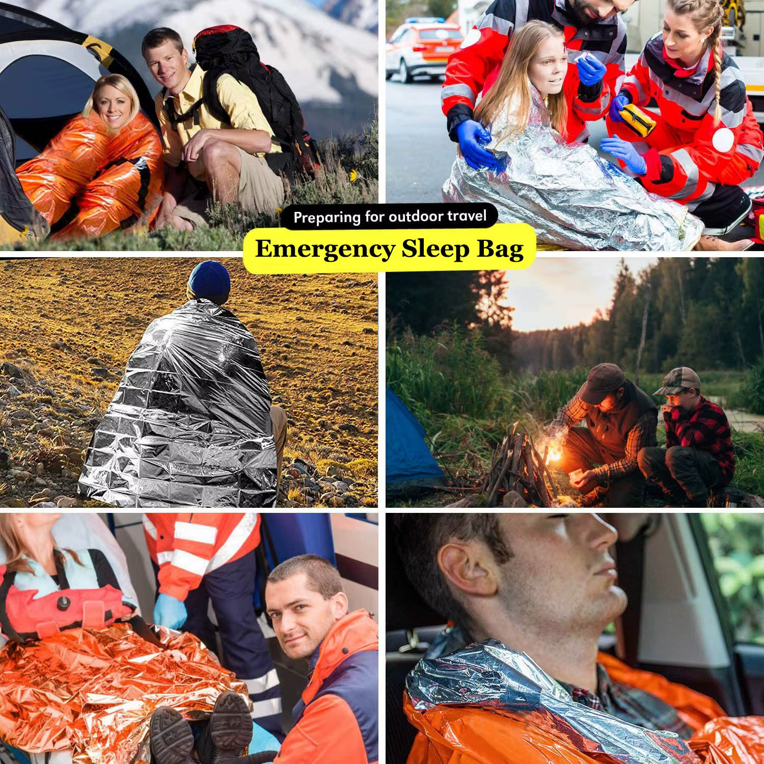 Sac de couchage d'urgence pour équipement et fournitures de survie