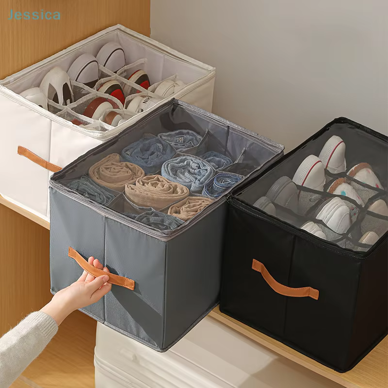 ♥ Boîte de rangement de chaussures pliable en tissu avec compartiments