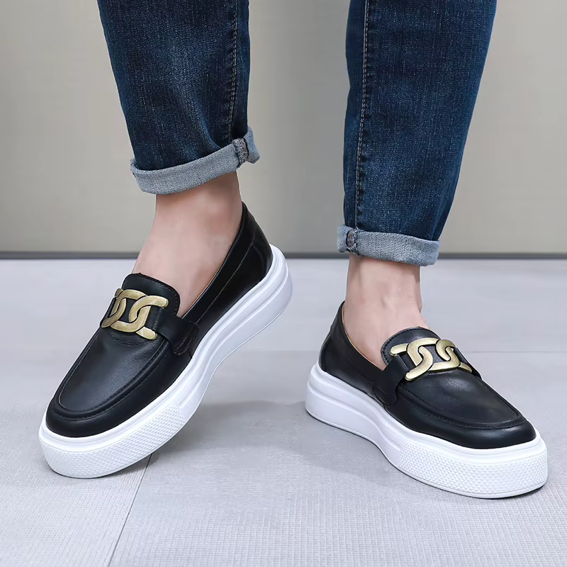 Offre spéciale Couple chaussures en cuir décontractées qualité noir chaussures à enfiler hommes femmes mocassins Beige mocassin pour hommes chaussures pour hommes élégantes