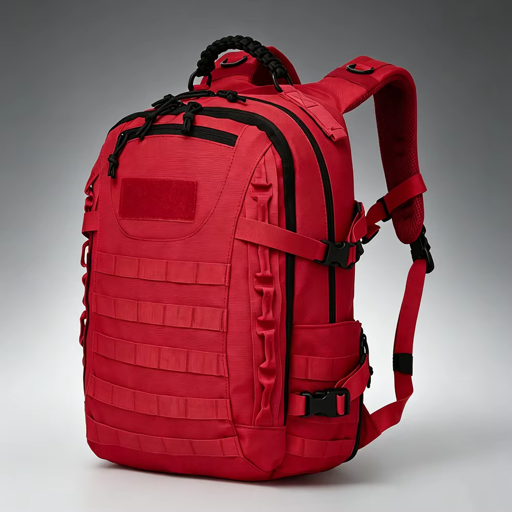Sac à dos tactique rouge pour camping et randonnée en plein air