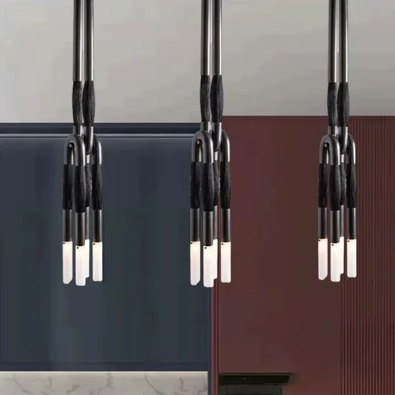 Appareil-chapeau en laiton Led lustre américain Vintage marron cuivre suspension pour chambre salle à manger salon appliques