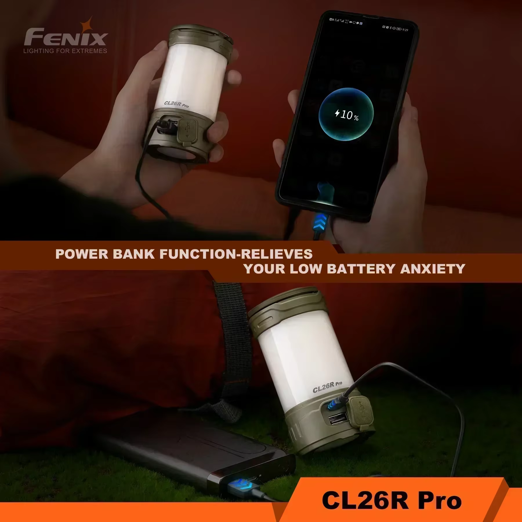 FENIX CL26R PRO lanterne de Camping Portable multifonctionnelle batterie externe USB type-c charge lampe