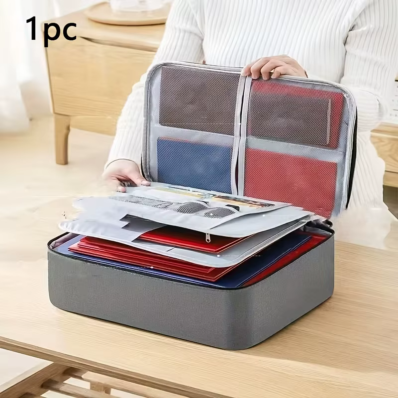 Sac à documents ignifuge, étanche et verrouillable. Portable et durable pour les fichiers, les cartes, l'argent. Stockage sécurisé essentiel familial!