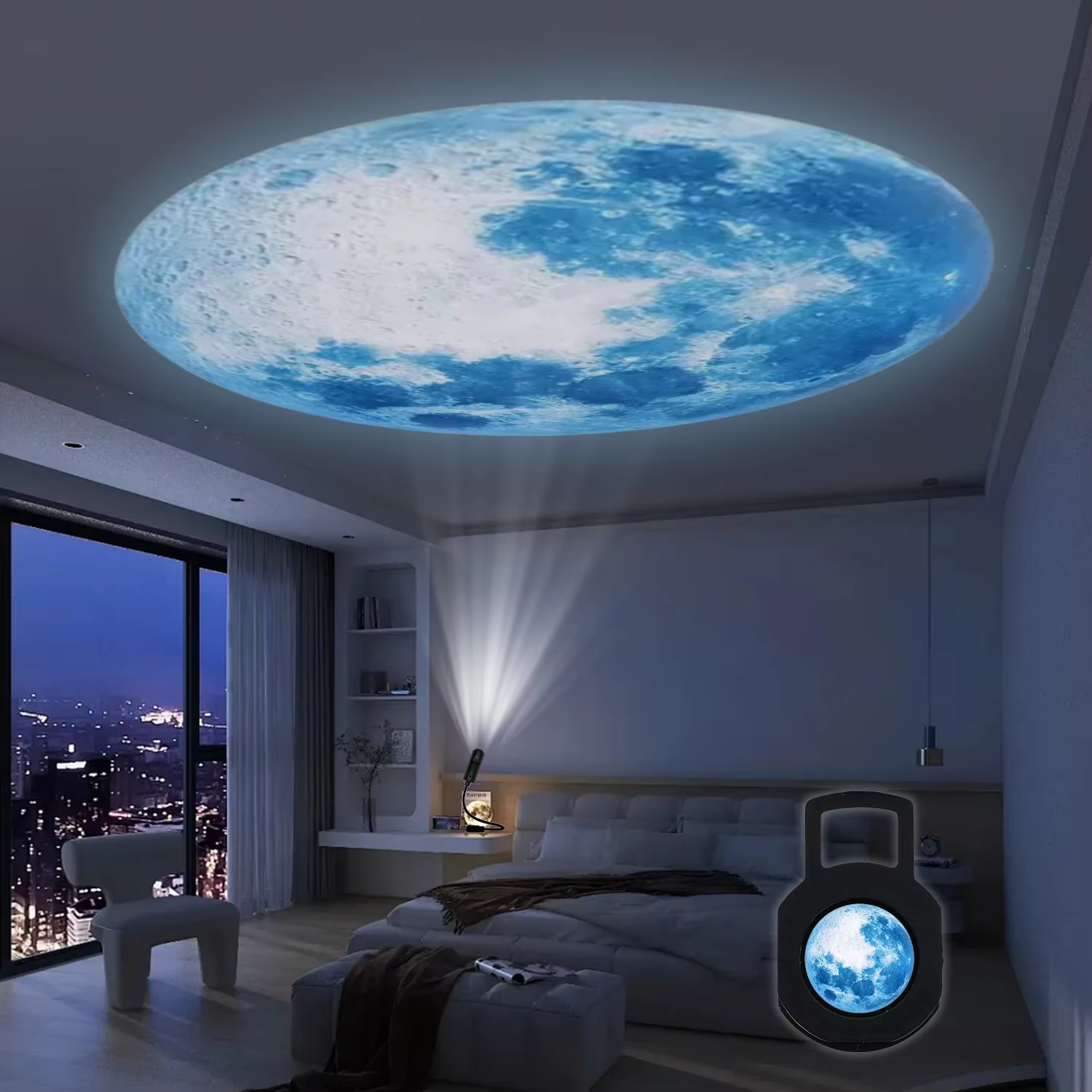 Lampe lunaire, lampe LED, planète bleue