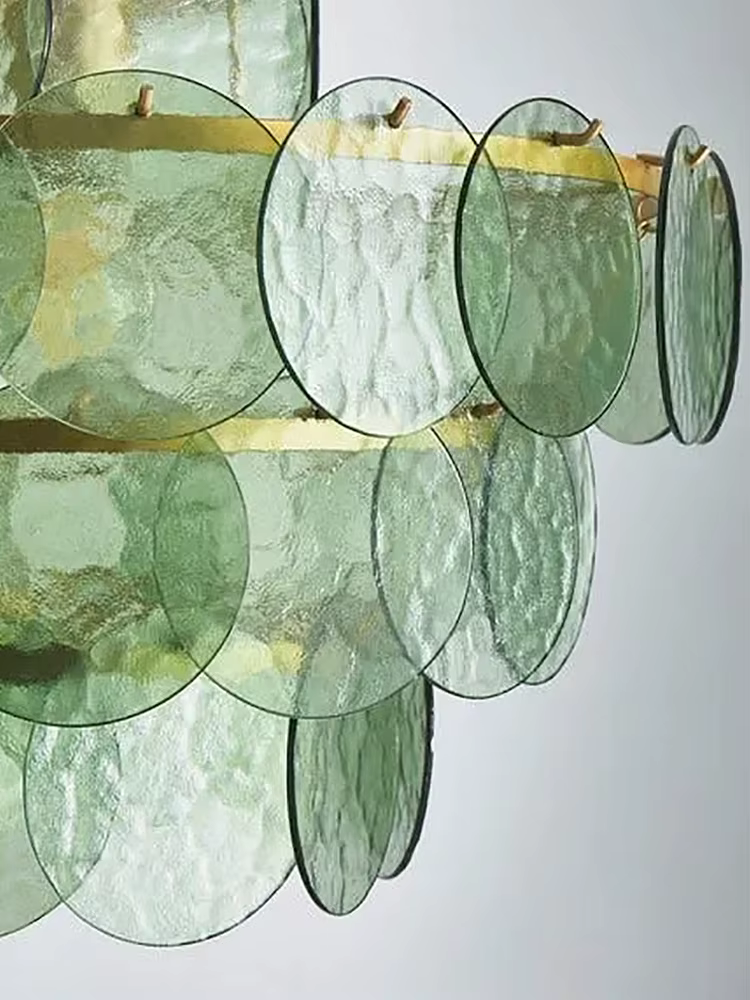 Lustre en verre ambre vert fait main, lustre LED en verre de Murano italien, décoration d'intérieur, lampes suspendues pour salle à manger