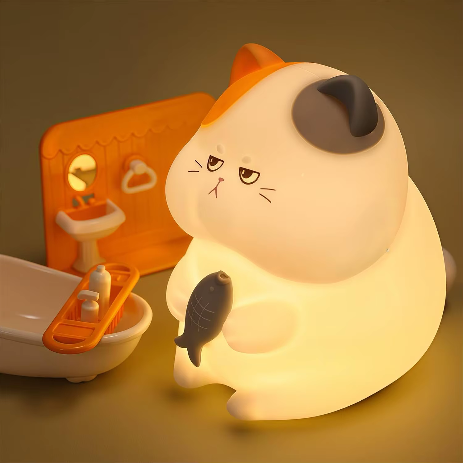 Veilleuse chat Gourmand, lampe Pat-Pat ambiante, Rechargeable, minuterie, idéale pour la décoration de la maison, choix cadeau parfait