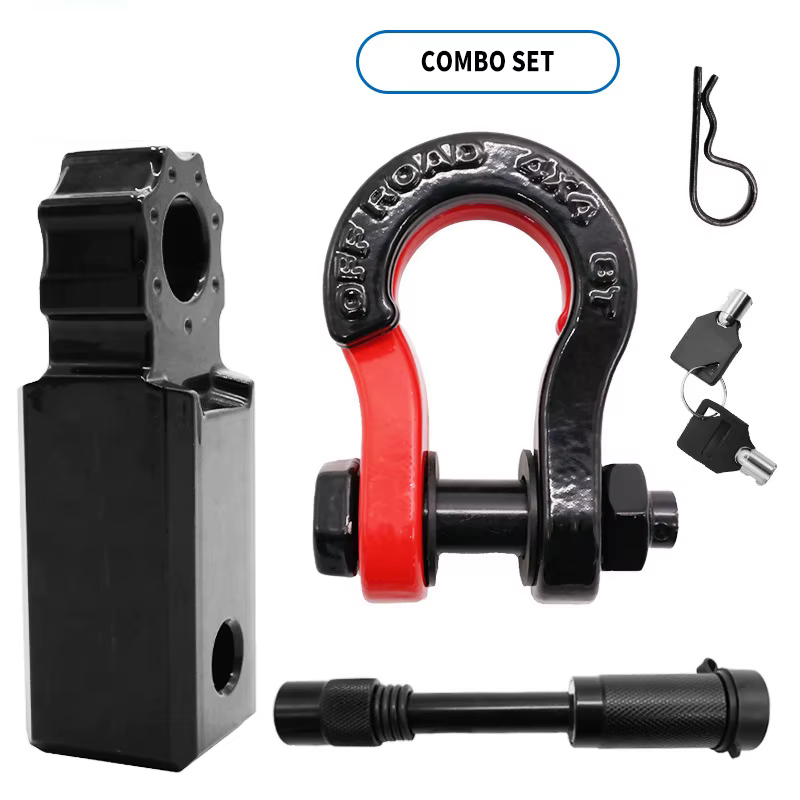 Bras de remorque à manille en dents de tigre 8T fendu 3/4, avec barres de remorquage de verrouillage, accessoires modifiés pour véhicules tout-terrain