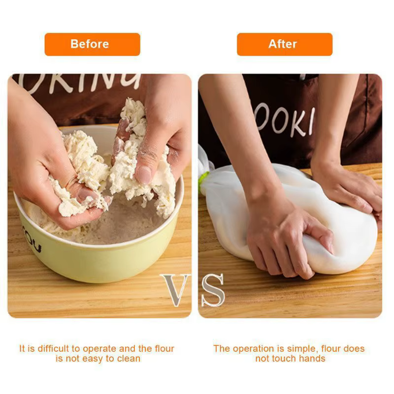 Sac de pétrissage de pâte en Silicone de qualité alimentaire, sac de pâte à pétrir en Silicone, sac de mélangeur de farine, mélangeur de pâte polyvalent pour pain, pâtisserie, Pizza