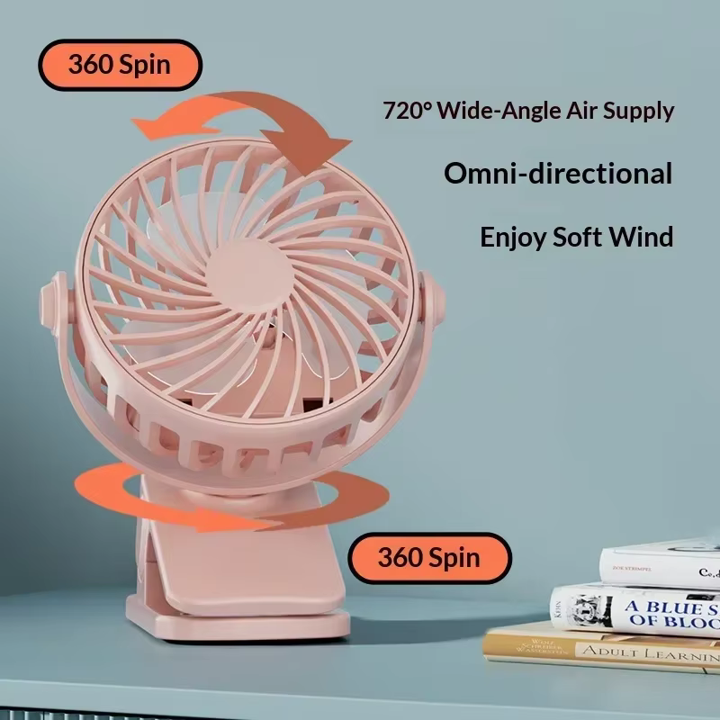 Ventilateur portable rechargeable à clip 720 ° Lampe Haht rotative