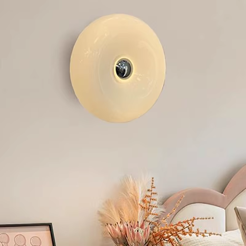 Appliques murales LED nordiques en verre, lampe d'ambiance Donut pour chambre à coucher, chevet, couloir, interrupteur tactile, luminaire décoratif d'intérieur pour la maison